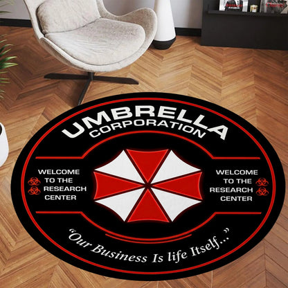 Resident Evil Umbrella Corporation Round Floor Mat, Welcome to the Research Center Non-Slip Rug