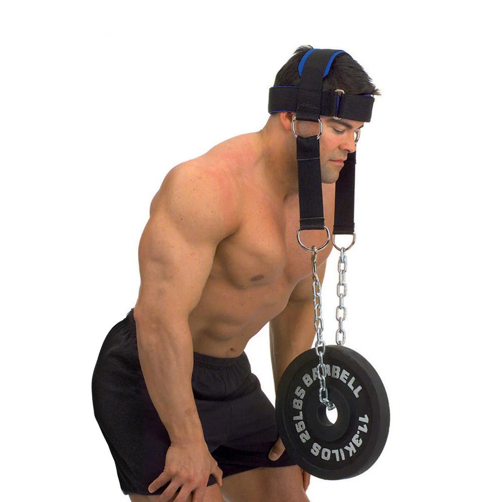 Padded Neck Training Head Harness with Chain Weight Load Lifting Chin Head Exerciser Straps Gym Bodbuilding Fitness Equipment