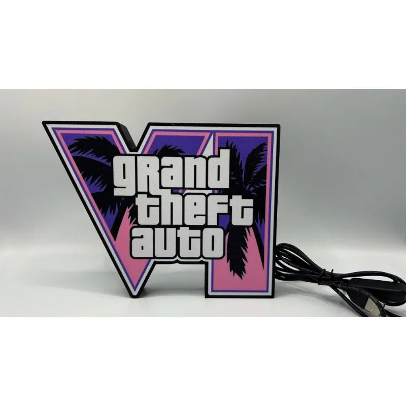 GTA 6 Grand Theft Auto VI LED Light Box Game Logo Night Light USB Power Desktop Table Lamp For Gaming Room Decor Gamer Gift