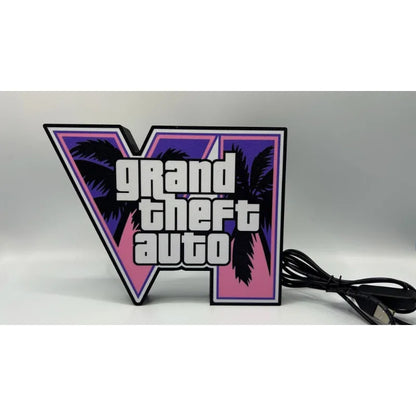 GTA 6 Grand Theft Auto VI LED Light Box Game Logo Night Light USB Power Desktop Table Lamp For Gaming Room Decor Gamer Gift