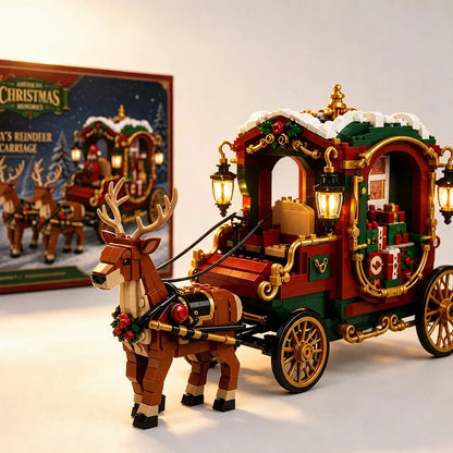 Christmas Building Blocks Santa Reindeer Carriage Model Toy DIY Assembly Bricks Set For Adults Holiday Gift Decor