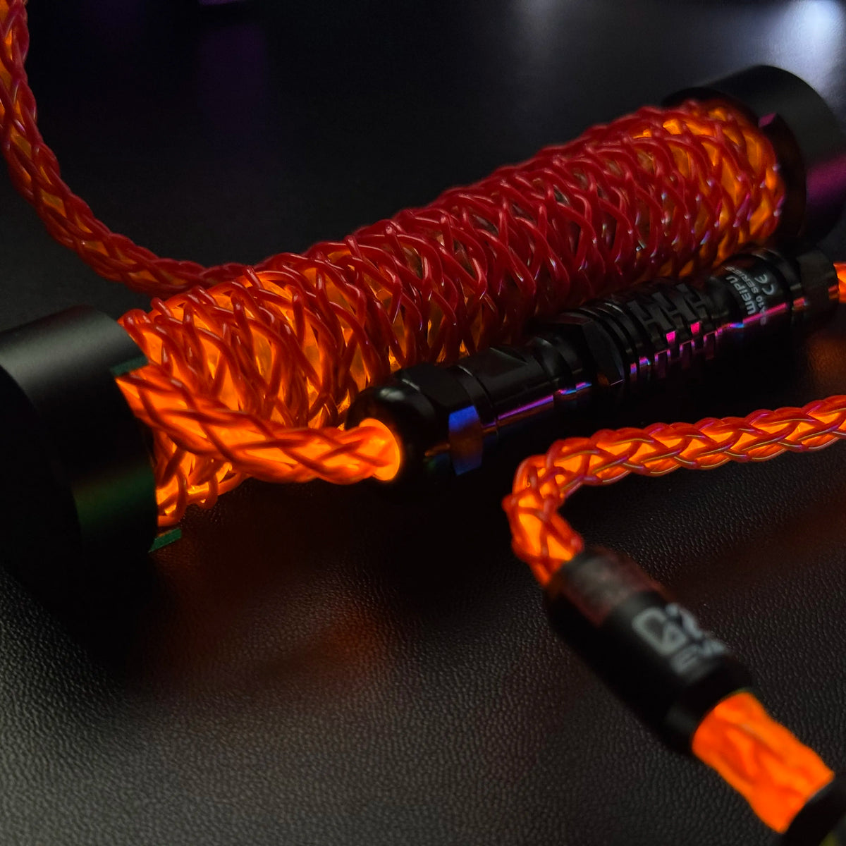 Red Orange Theme 8K RGB Aviation Cable with Counterweight Rod 1.5M Customized Magnetic Axis Keyboard Cable High End Data Cables