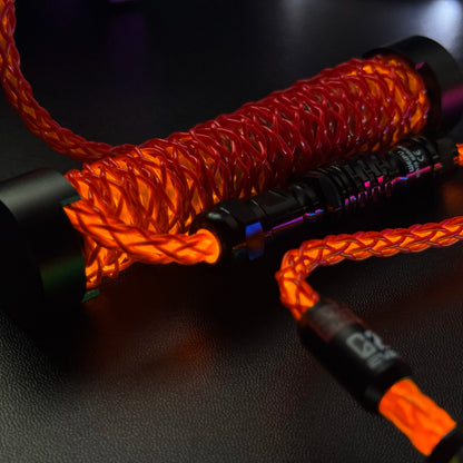Red Orange Theme 8K RGB Aviation Cable with Counterweight Rod 1.5M Customized Magnetic Axis Keyboard Cable High End Data Cables
