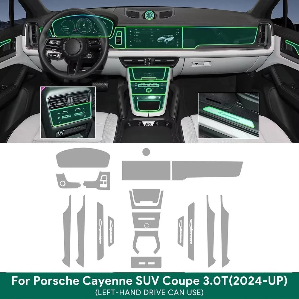 TPU Protective Film For Porsche Cayenne 2024 SUV Coupe 3.0T 4.0T Car Interior Center Console Transparent Anti-scratch Repair
