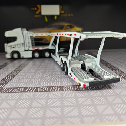 1:50 simulation Full alloy sliding Scania double-layer transport vehicle model flat truck pure static ornament collection gift