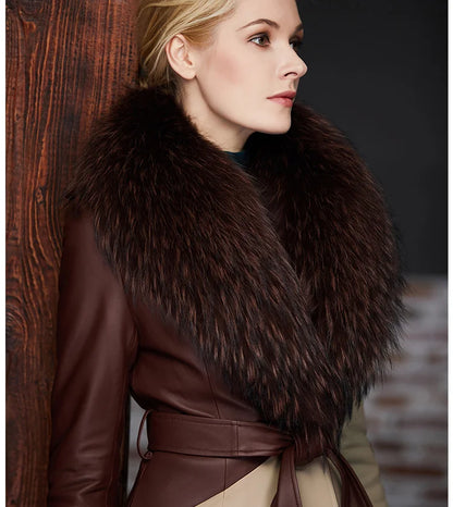 Real Raccoon Fur Collar Women Natural Fur Scarf  Winter Large Size Warm Wraps  Furry Fur Scarves for Coat Jackets Collars