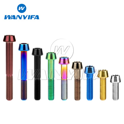 Wanyifa Titanium Bolts M8x 15 20 25 30 35 40 45 50 60 70mm Allen Key Taper Head Screw for Bicycle Motorcycle Car Ti Fastener