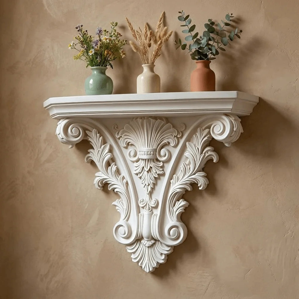 Creative 3D Printing Floating Shelf Unique Retro Gothic Wall Decor Carving Decorative Plant Display Stand Living Room