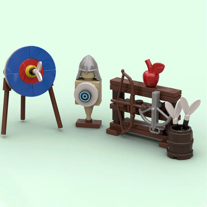Medieval Scene Building Blocks Castle Street View Winery Tavern Loom Stove Leather Drying Rack Shooting Range Cannon Bricks Toys