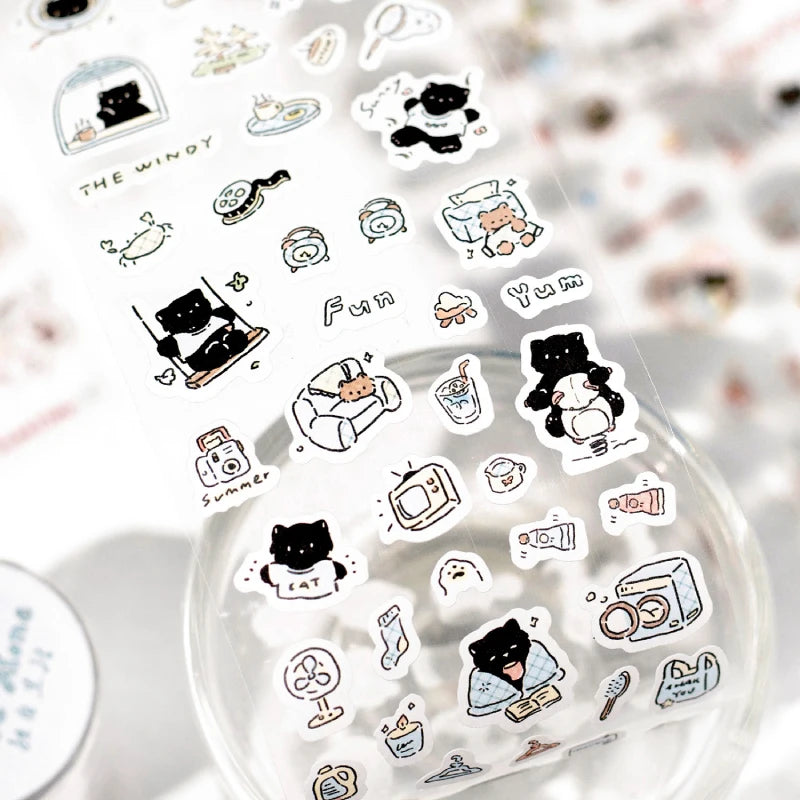 Journal GO 6.5x200cm Kitten Life Diary Tape Sticker Decorative Collage Adhesive DIY Scrapbooking Masking Tape Lovely Cat Sticker