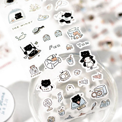Journal GO 6.5x200cm Kitten Life Diary Tape Sticker Decorative Collage Adhesive DIY Scrapbooking Masking Tape Lovely Cat Sticker