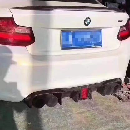 For BMW F87 M2 M2C 2014-2021 Carbon Fiber With lights Car Rear Bumper Diffuser Rear Splitters Spoiler Back lip body kit