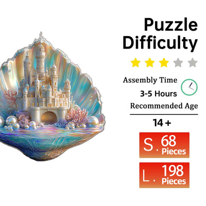 Wooden Puzzle for Adults -Shell Castle Puzzle, Unique Shape Wooden Jigsaw Puzzles, Modern Art Home Decor, Good Gift Idea