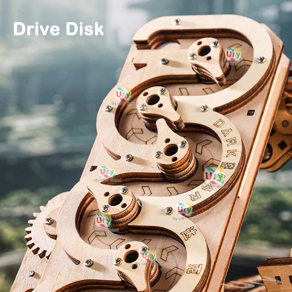 Ury 3D Wooden Puzzle Electric Track Device Marble Run Set Counter Current Compass Model Science Ball Maze Assembly Gift