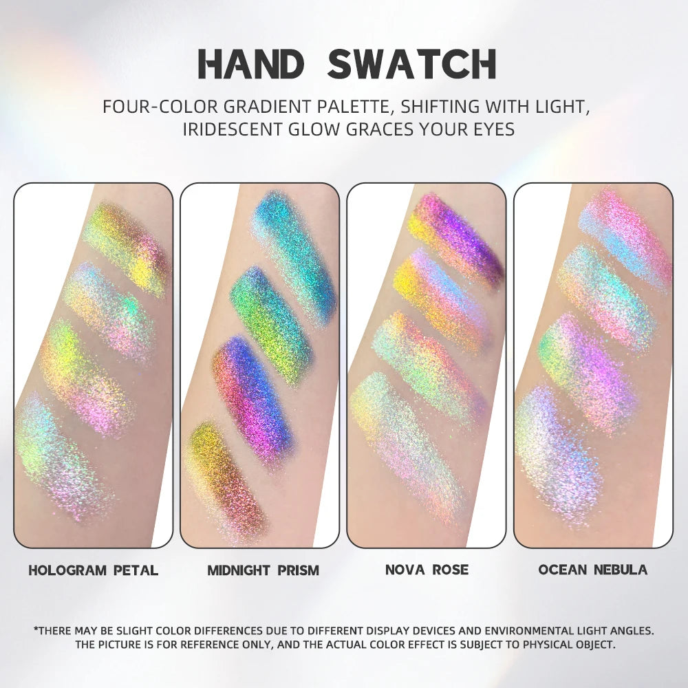 SHEEN EFFECT Cosmetics Multi-Chrome Chameleon Shift Eyeshadow Palette - Sheen Effect, Duochrome Metallic Glitter, Assorted Plast