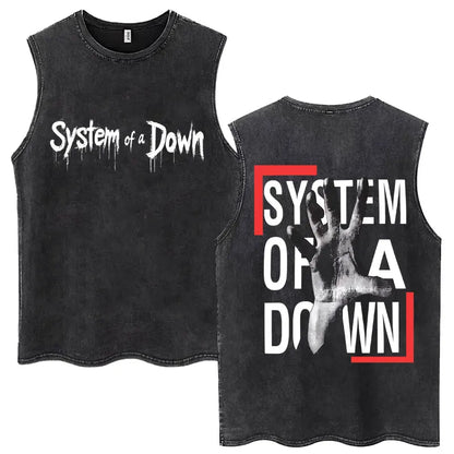 Washed Rock Band Tank Tops Men's Retro Hip Hop Sleeveless T-shirt Summer Oversized Cotton Vests Gifts Fans Gifts Streetwear Tops