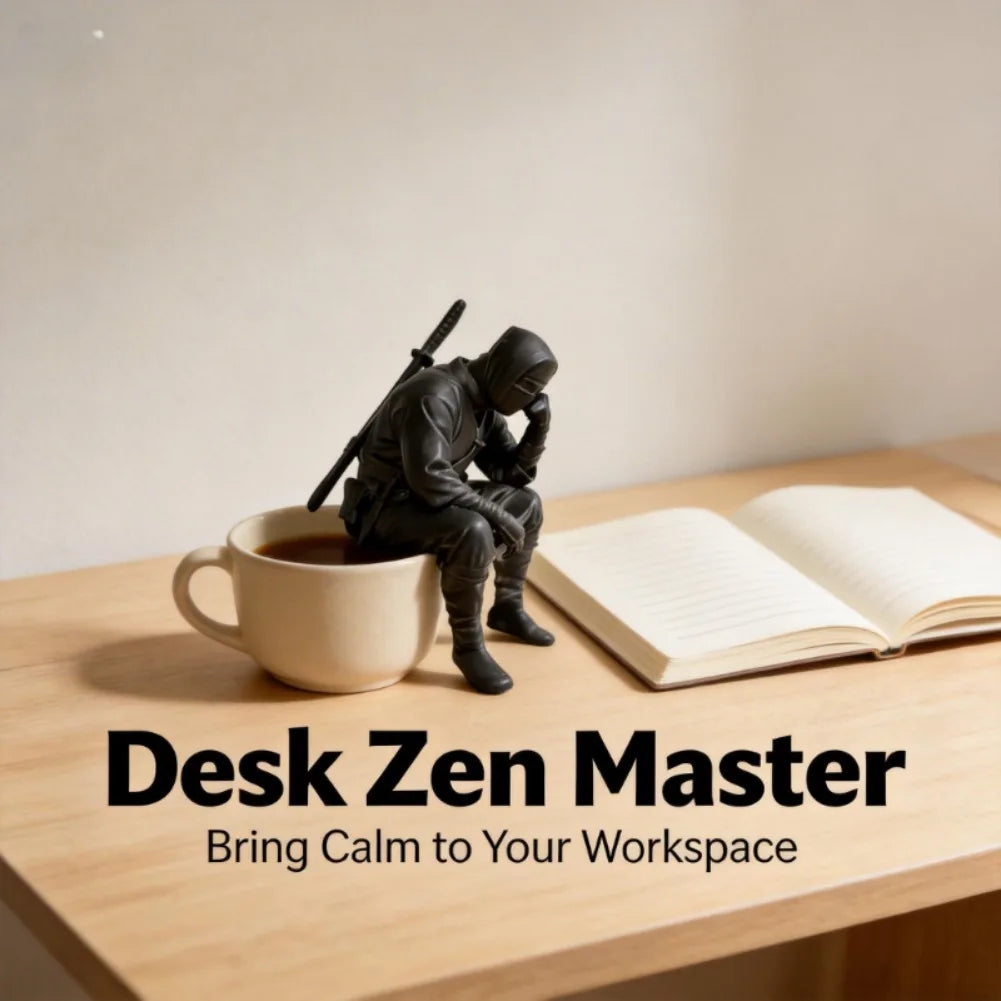 Japanese Seated Ninja Figurine 3D Printed Sad Healing Guardian Statue Wall Hanging Ornament Creative Desktop Home Office Decor