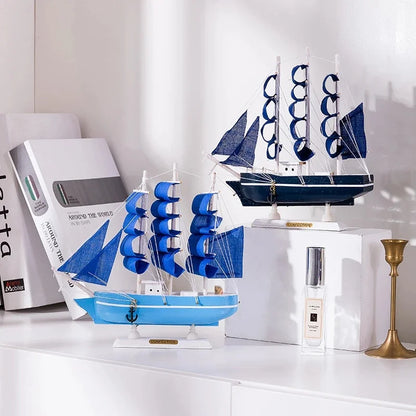 Wooden Sailboat Model Handcrafted Coastal Nautical Decor Table Centerpiece For Living Room Office Desk Gift For Adults And Teens