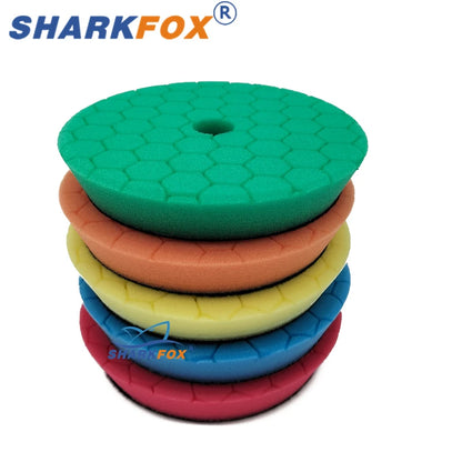 Sharkfox Polishing Pads 5/6 Inch Germany Foam Buff Sponge Pads Auto Car Buffing Pad Set for DA/RO Polisher Buffer Tools