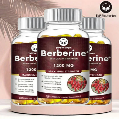 Berberine HCl 1200mg, 120 Capsules Vegetarian - Gluten Free and Non GMO
