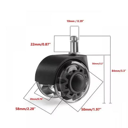 Pack of 5 Quiet Rubber Swivel Wheels for Office Chairs, Smooth and Stable Furniture Casters