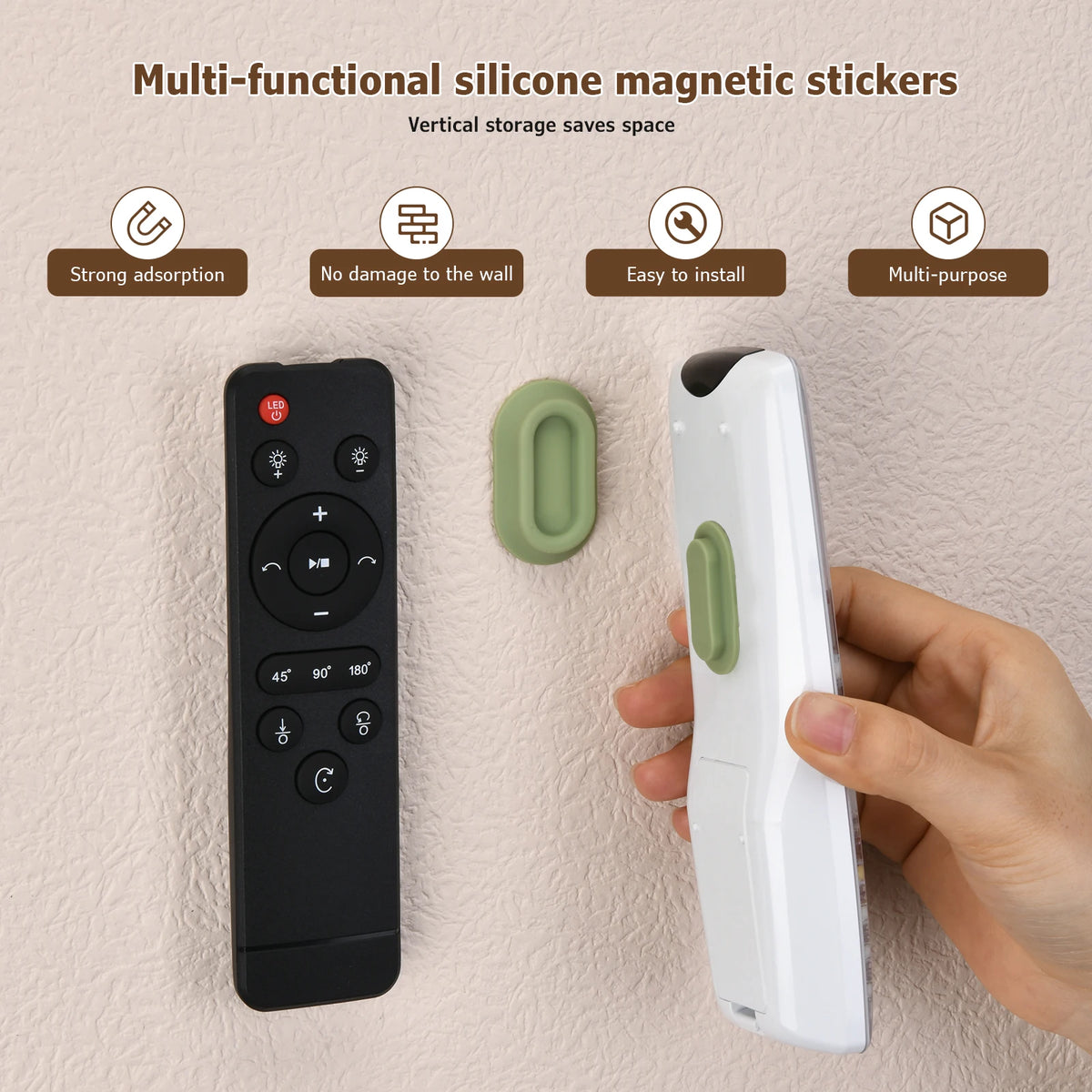 Magnetic Remote Control Bracket, Self-Adhesive Wall Mounted Storage Bracket for Remote Controls, Household Goods Storage