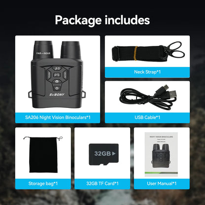 SVBONY SX31 Zoom Digital Infrared Night Vision Binocular Telescope,for Hunting Camping Professional 4K Night Vision Device
