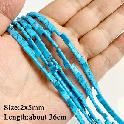 Blue Turquoise Stone Bead Irregular Round Oval Square Heart Loose Spacer DIY Beads Fit Jewelry Making Bracelet Necklace Handmade