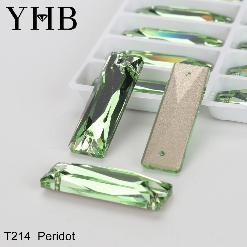 YHB Top Quality Cosmic Baguetee Glass Crystal AB Moonlight Sewing Stones Flatback Sew on Rhinestones For Garment Clothes Bags