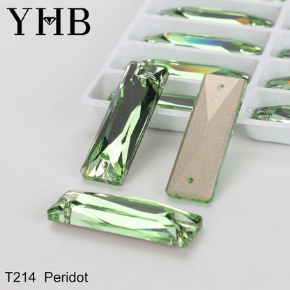 YHB Top Quality Cosmic Baguetee Glass Crystal AB Moonlight Sewing Stones Flatback Sew on Rhinestones For Garment Clothes Bags