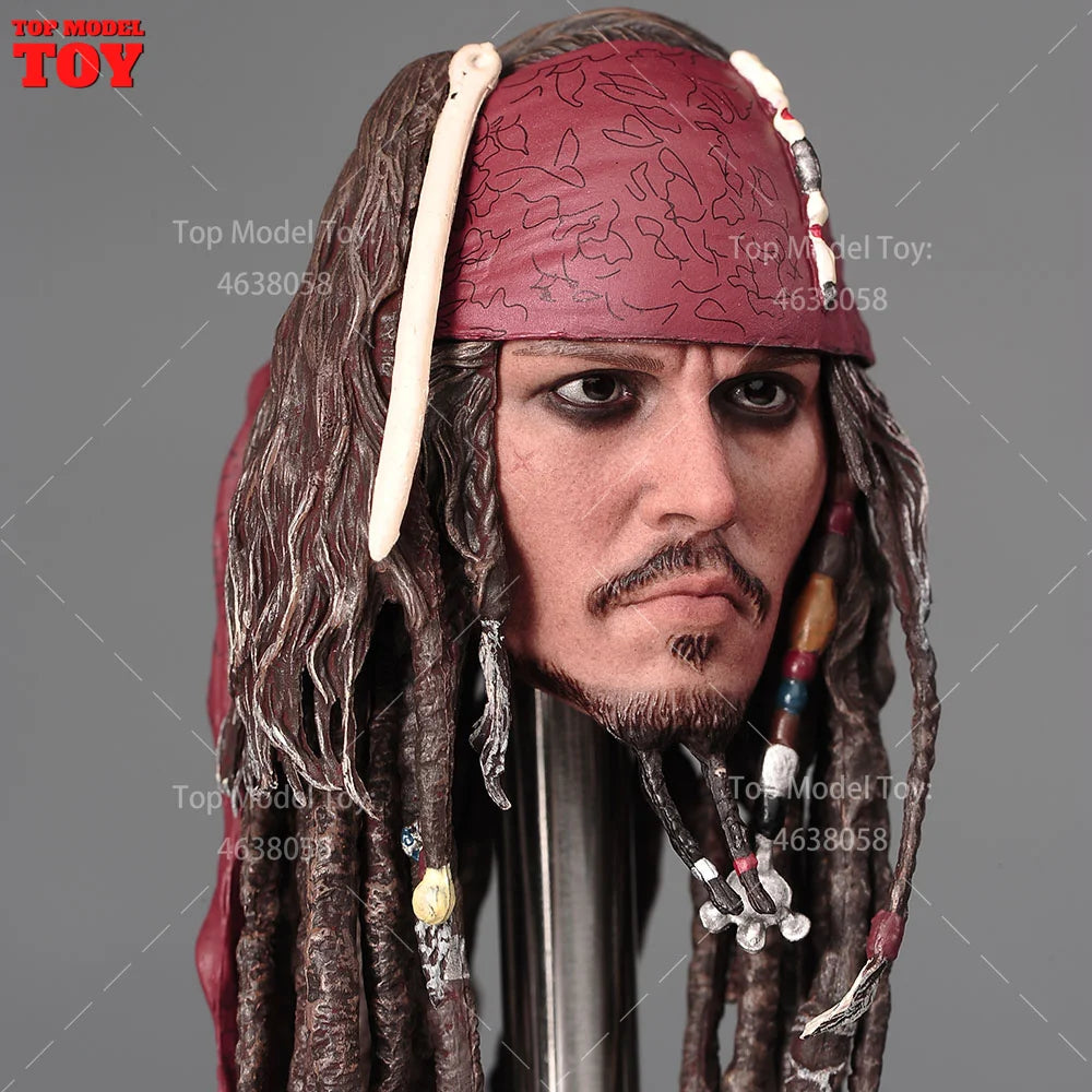 1/6 Scale Johnny Depp Head Sculpt Carving Model Resin Hair Fit 12'' Male Soldier Action Figure Body Dolls Toy
