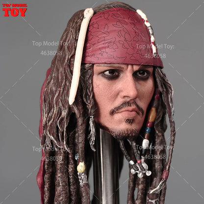 1/6 Scale Johnny Depp Head Sculpt Carving Model Resin Hair Fit 12'' Male Soldier Action Figure Body Dolls Toy