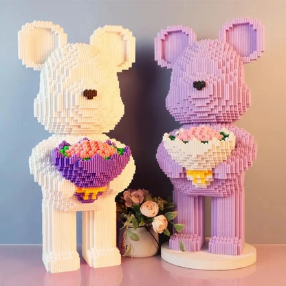 48cm Flower Violent Bear Huge  Building Block  Children's Toys with Small Particles Bricks 3D Model Children's Adult Gift