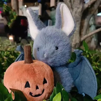 22cm Grey Bat Plush Toy Soft Stuffed Animal Gothic Funny Bat Plushies for Car Interior Home Halloween Party Decoration Gift