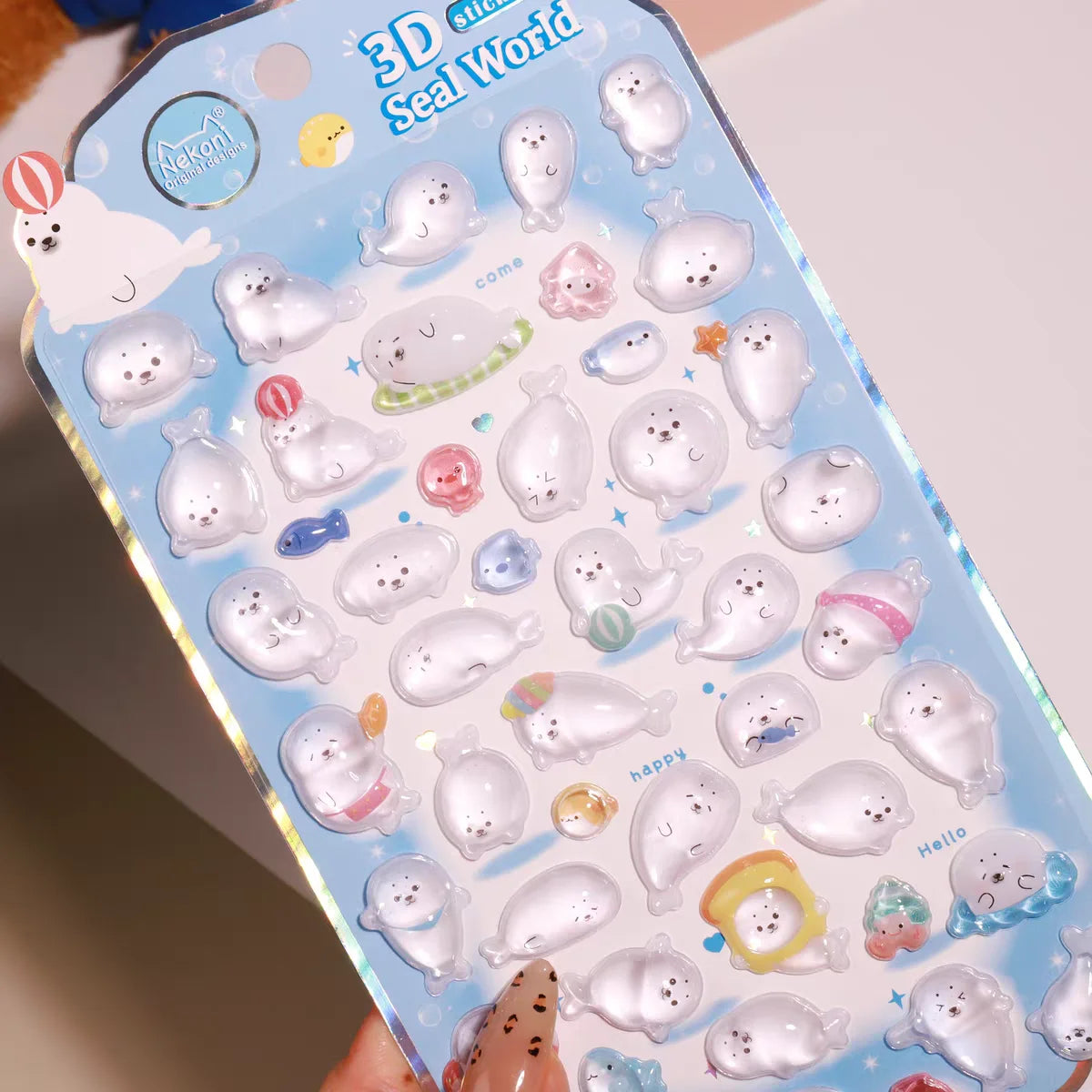 NEKONI 3D Animals Penguin Seal World Relief Stickers Scrapbooking DIY Journaling Stationery Diary Cute Stickers School Supply