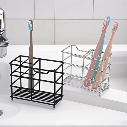 5-Slot Stainless Steel Toothbrush Holder - Space-Saving Freestanding Design, No Installation Required, Ideal for  Bathrooms