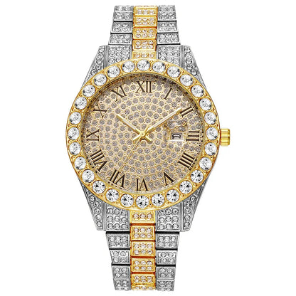 Hot Sale Diamond Watch for Men Luxury Iced Out Watches Calendar Quartz Wristwatches Male Clock Relogio Masculino Drop Shipping