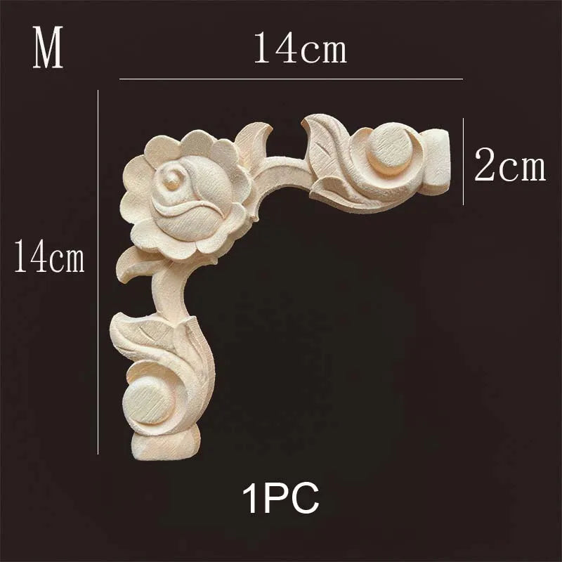 Natural Wood Corner Onlay Moldling European Style Home Decor Background Wall Applique Carved Figurine Living Room Decoration