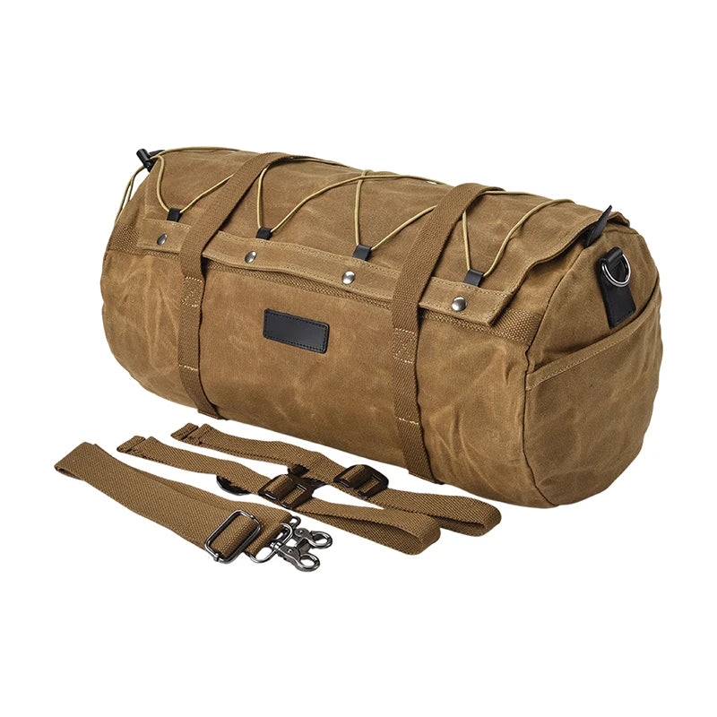 High Quality Oil Wax Canvas Cowhide Travel Tote Bag Vintage Waterproof Motorcycle Bag Causal Tools Men Handbags Messenger Bags