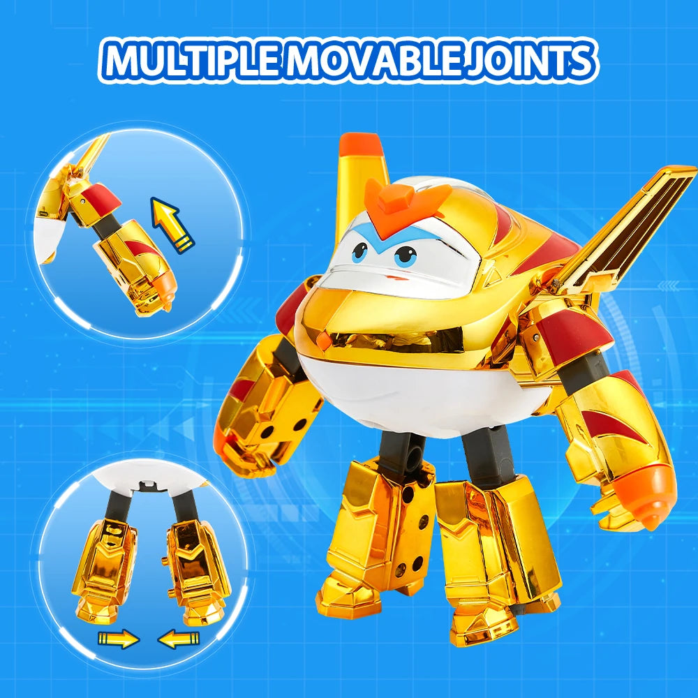 Super Wings 5 Inches Transforming Traver Transforms from Airplane to Robot in 10 Steps Deformation Action Figures Kid Toys Gift