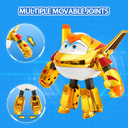 Super Wings 5 Inches Transforming Traver Transforms from Airplane to Robot in 10 Steps Deformation Action Figures Kid Toys Gift