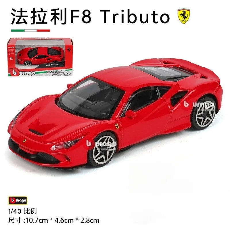 Bburago 1/43 Scale Ferrari F8 Tributo Simulation Sports Car Model Exquisite Desktop Ornament Gift For Boys
