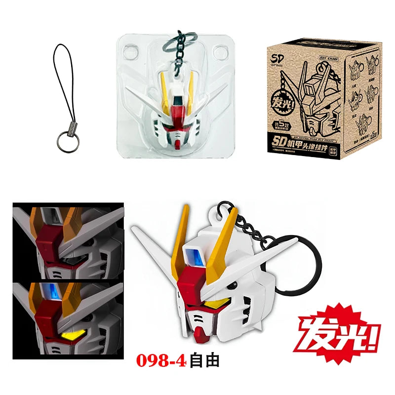 New SD RX-78-2 Luminous Head Keychain Desktop Ornament backpack charm PVC Model Collectible Anime Figure Trendy Toy Gift
