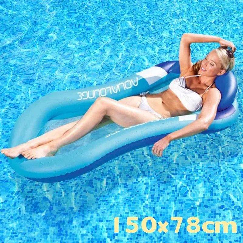 Foldable Inflatable Floating Pillow Water Hammock Float Lounger Pool Chair Drifter Swim Air Exercise Saddle Recliner Bed Mattre