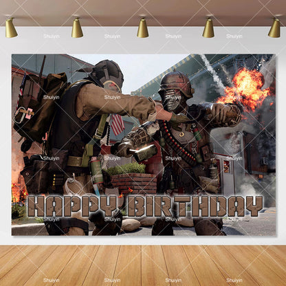 Call of Duty Theme Backdrop Kids Birthday Decorations Party Supplies Banner Poster Stimulating Game Boys Favor Gifts Photo Props