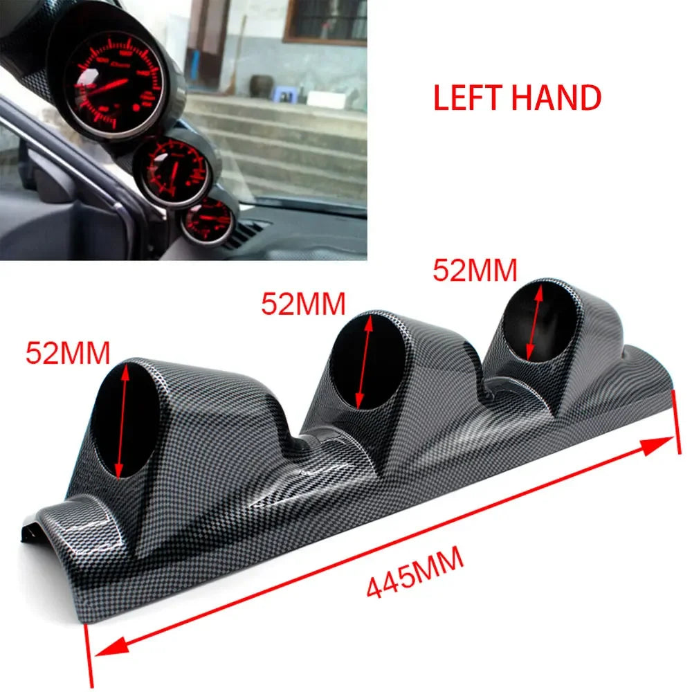 Universal Car Gauge Holder 52mm Left Right 3 Hole A Pillar Column Gauge Pod Holder Meter Stand Carbon Fiber