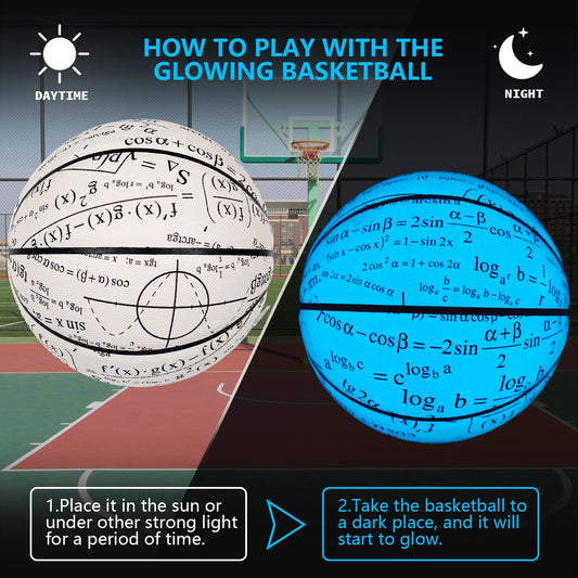 Glow In The Dark Basketball-Size 6/7 Luminous Ball For Kids,Teens&Adults-Blue Glow For Outdoor Games-Sports Birthday Gifts Night