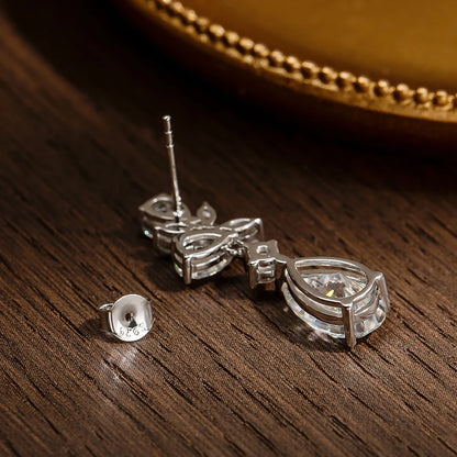 KNOBSPIN All Moissanite Earrings for Women Wedding Party Luxury Earring Jewelry s925 Sterling Sliver Plated 18k Gold Ear Stud