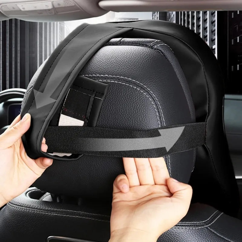 3D Nappa PU Leather Headrest Memory Foam Car Neck Pillow - Travel Pain Relief Support for Car Neck Comfort