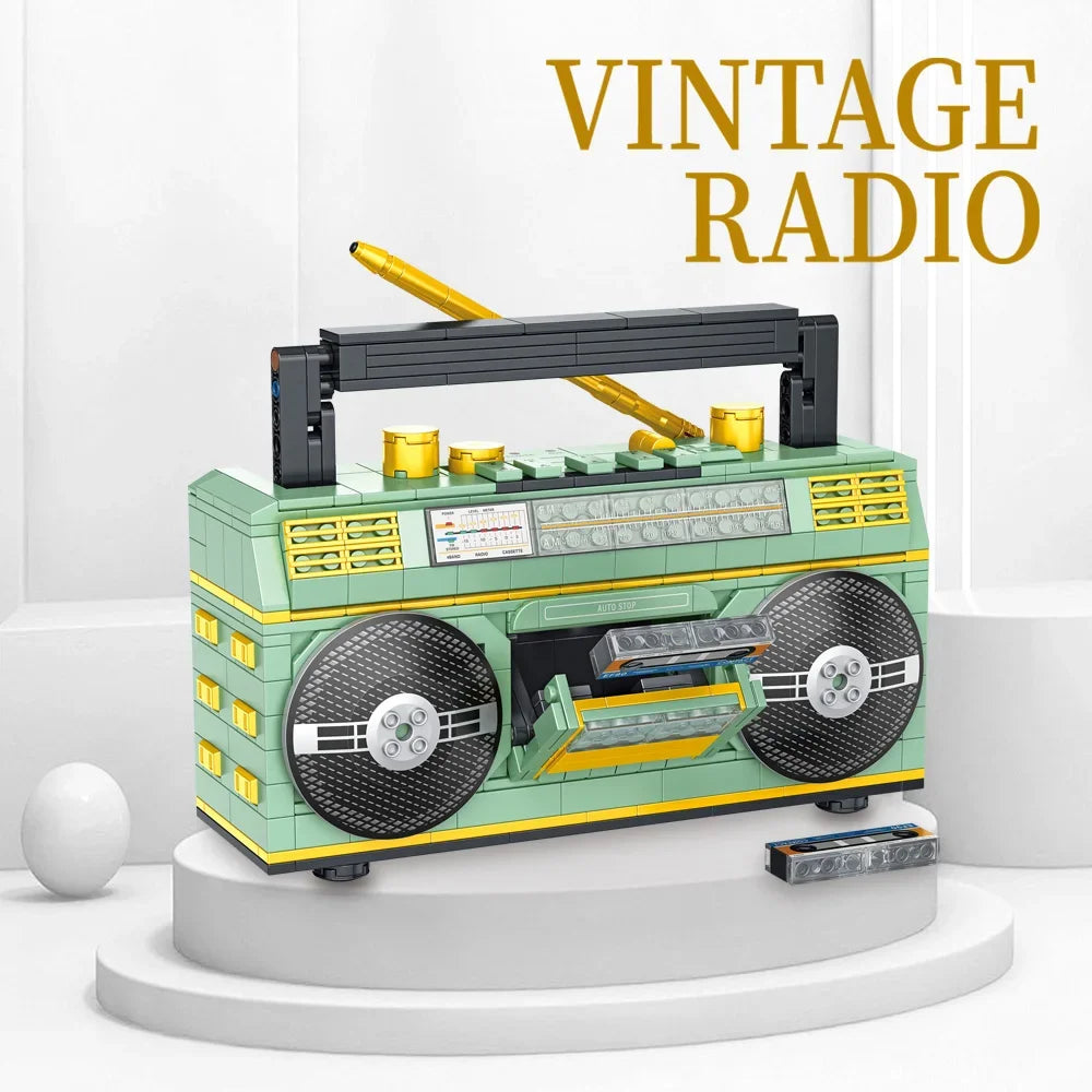 Retro Radio Classic Series Building Blocks Set Vintage Music Player Display Kit DIY Model Creative Gift Toys Adults Kid Children